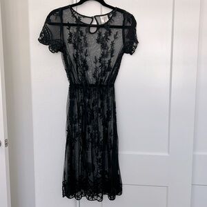 Forever 21 Black Lace Embroidered Midi Dress